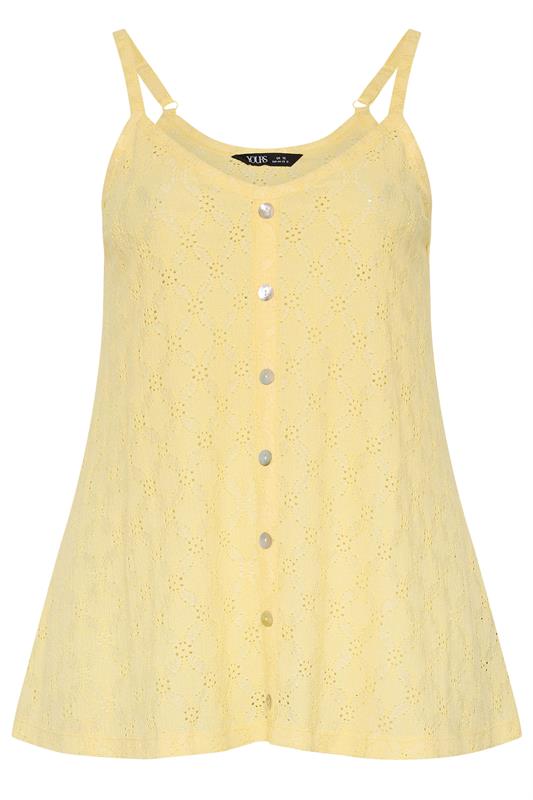 YOURS Plus Size Yellow Broderie Anglaise Peplum Top | Yours Clothing 5