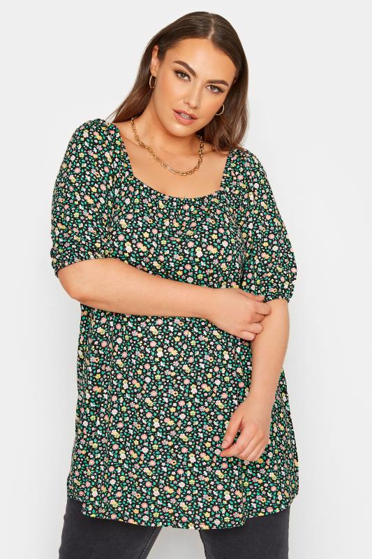 Plus Size  LIMITED COLLECTION Curve Green Ditsy Floral Top