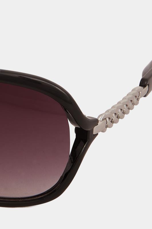 Black Oversized Silver Chain Sunglasses | Yours Clothing 4