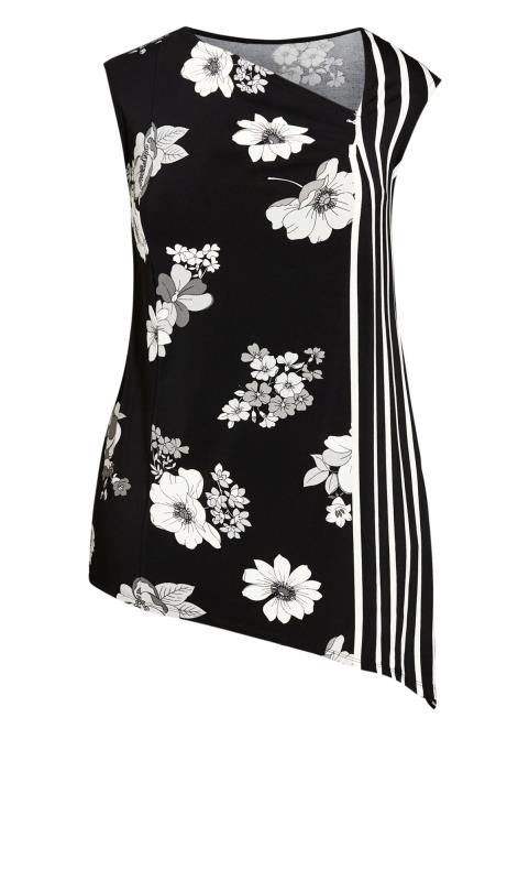 Evans Black & White Floral Print Asymmetrical Tunic Top 4