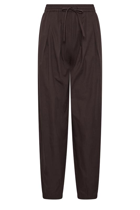 LTS Tall Women's Chocolate Brown Cotton Barrel Leg Trousers | Long Tall Sally 5