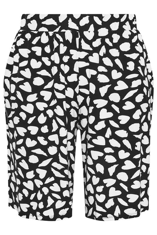 YOURS Plus Size Black Heart Print Shorts | Yours Clothing 5