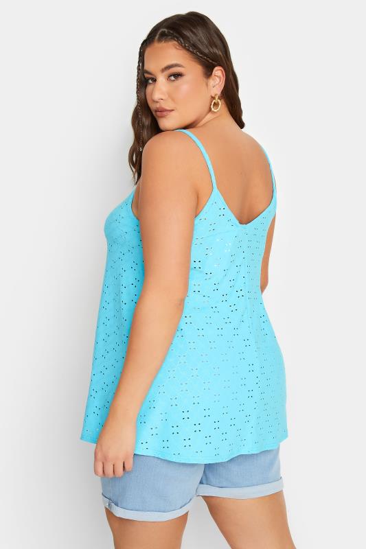 LIMITED COLLECTION Plus Size Aqua Blue Broderie Anglaise Cami Vest Top | Yours Clothing 3