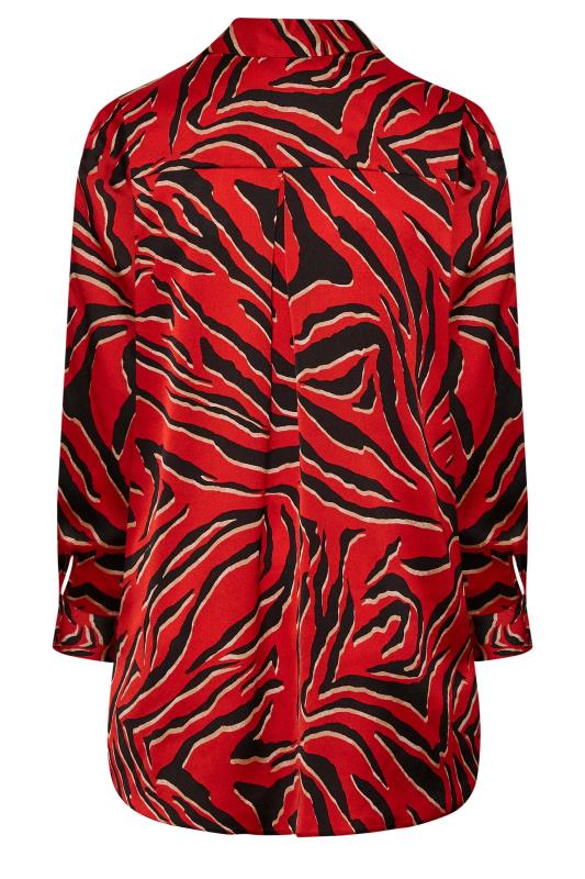 YOURS LONDON Plus Size Red Zebra Print Satin Shirt | Yours Clothing 8
