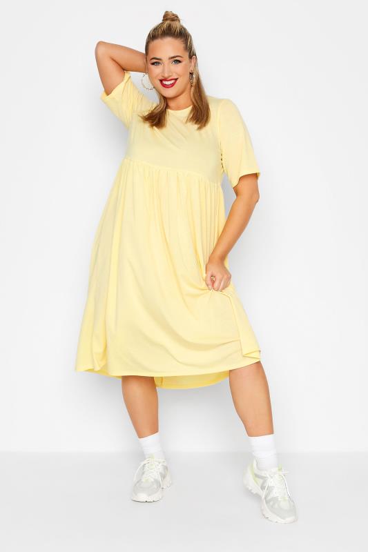 LIMITED COLLECTION Curve Lemon Yellow Smock Dress_A.jpg