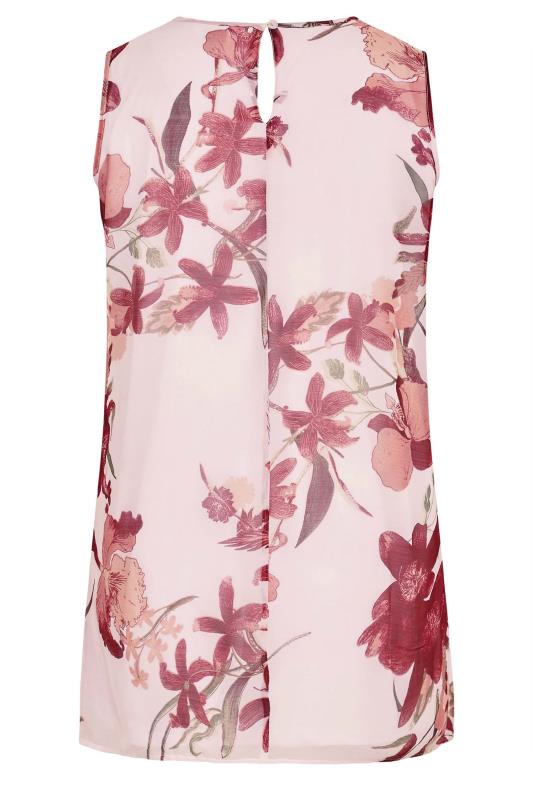 Curve Light Pink Floral Print Pleat Front Sleeveless Blouse 7