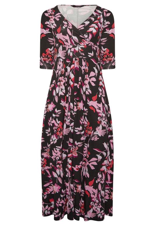Plus Size Black Leaf Print Wrap Front Dress | Yours Clothing 6