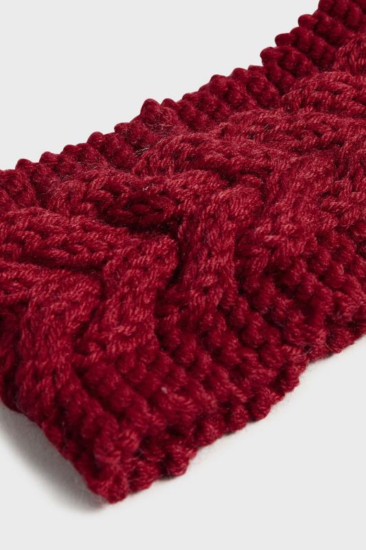 Red Cable Knitted Headband | Yours Clothing 4