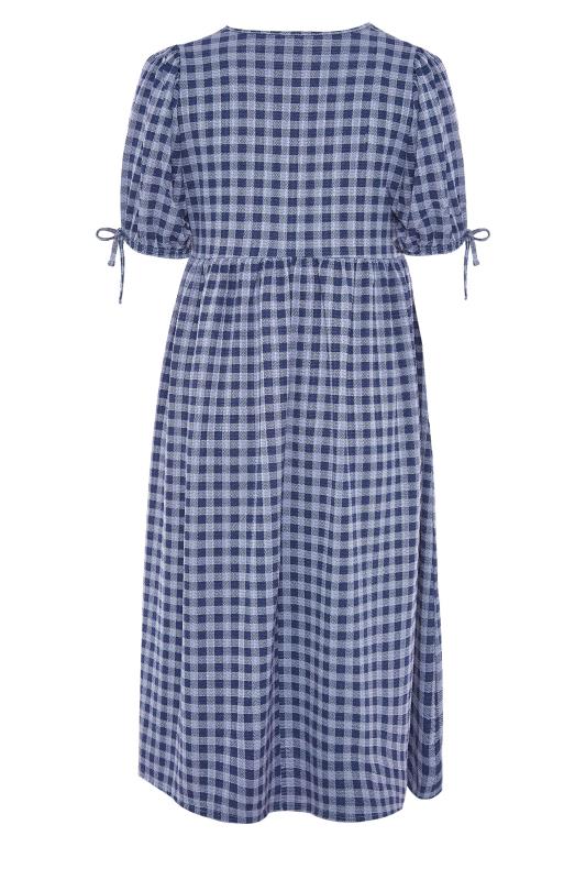 LIMITED COLLECTION Curve Blue Gingham Wrap Midaxi Dress_BK.jpg