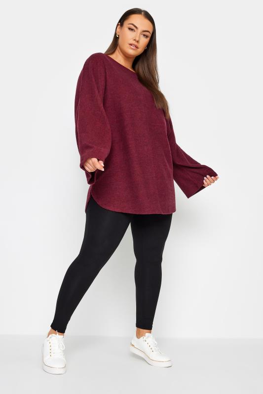 YOURS Plus Size Deep Red Front Seam Soft Touch Jumper | Yours Clothing 3