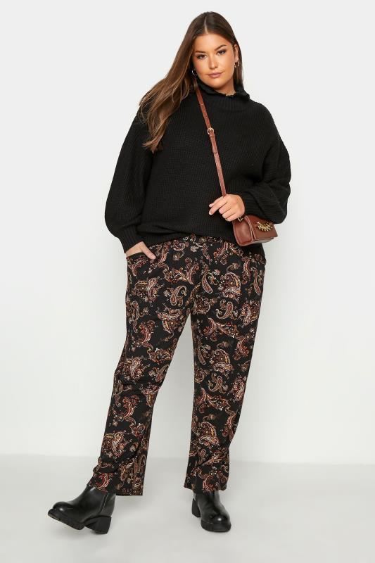 LIMITED COLLECTION Curve Black Paisley Print Pleated Wide Leg Trousers 2