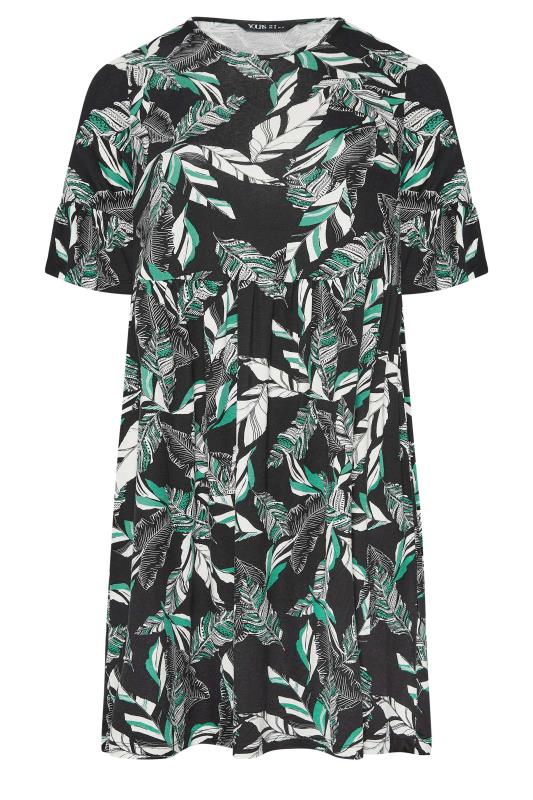 YOURS Curve Plus Size Black Floral Smock Tunic Dress | Yours Clothing