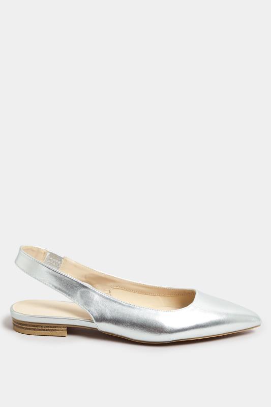 LTS Silver Slingback Point Pumps In Standard Fit | Long Tall Sally 3