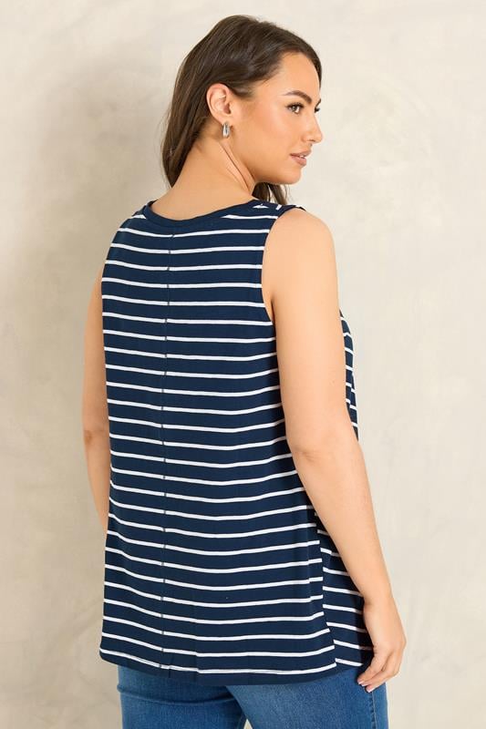 EVANS ESSENTIAL 4 Pack Navy Blue & White Vest Tops | Evans 1