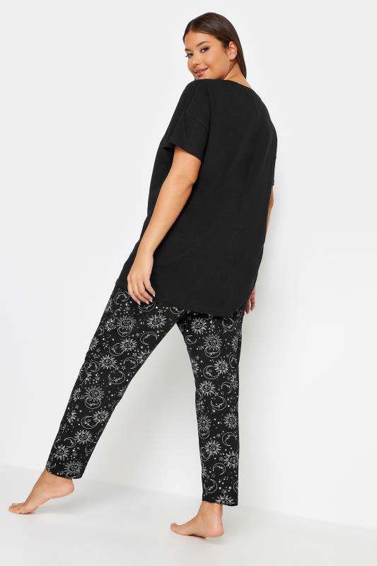 YOURS Plus Size Black Star & Moon Print Pyjama Set | Yours Clothing 3