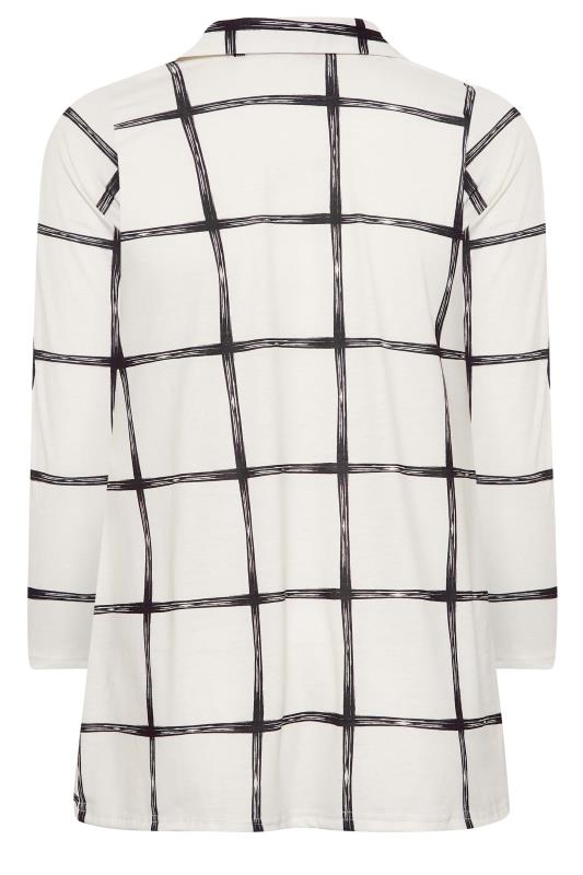 Curve Plus Size White Ruched Front Checked Shirt | Yours Clothing  6