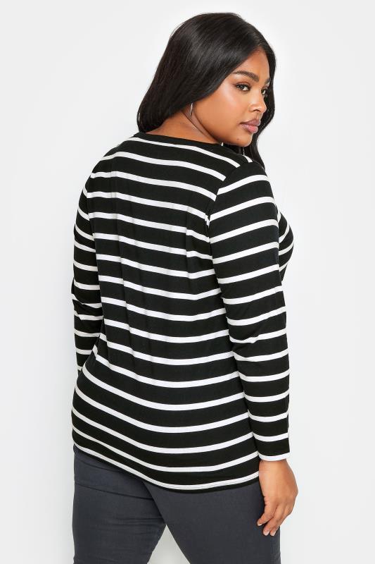 YOURS Curve Black Stripe Long Sleeve Top | Yours Clothing 4