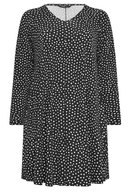 YOURS Curve Plus Size Black Spot Print Mini Dress | Yours Clothing  6