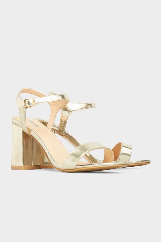 Plus Size  LIMITED COLLECTION Gold Block Heeled Sandal In Extra Wide Fit