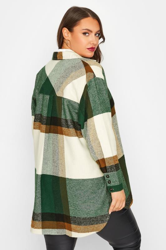 LIMITED COLLECTION Plus Size Green & White Check Print Shacket | Yours Clothing 3