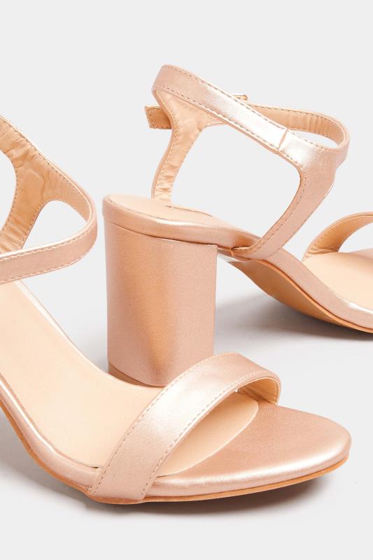 LIMITED COLLECTION Rose Gold Block Heel Sandals In Wide E Fit & Extra Wide Fit | Yours Clothing 5