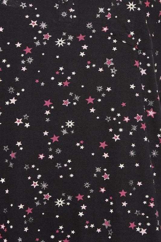 Curve Black Sparkle Star Placket Nightdress | Yours Clothing 4