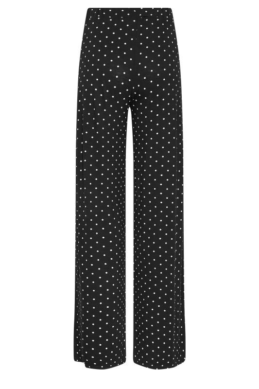 LTS Tall Black Polka Dot Print Wide Leg Trousers | Long Tall Sally 5