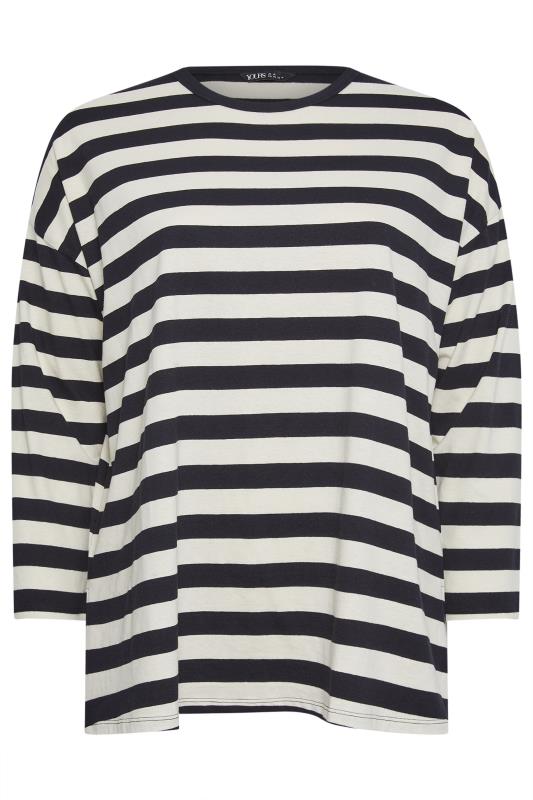YOURS Plus Size Black & White Stripe Print Top | Yours Clothing 5