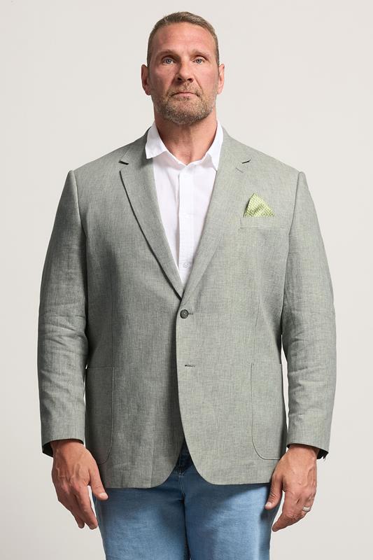 BadRhino Tailoring Big & Tall Green Linen Blazer | BadRhino 1