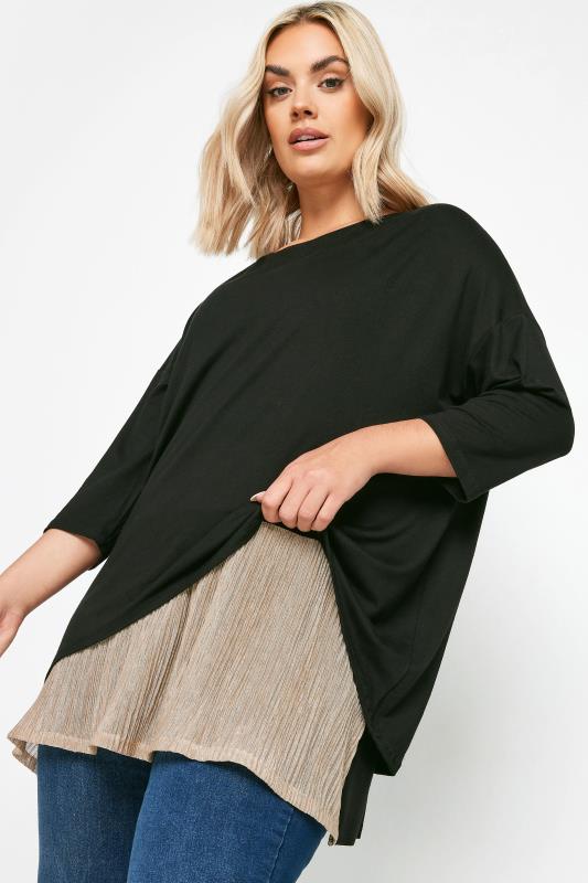 YOURS Plus Size Black Mesh Dipped Hem Top | Yours Clothing 4