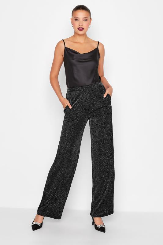 LTS Tall Women's Black Glitter Wide Leg Trousers | Long Tall Sally 2