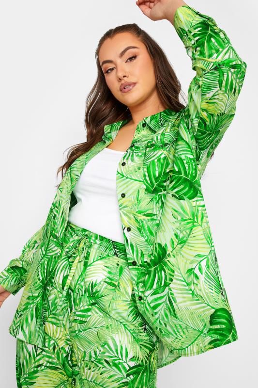 LIMITED COLLECTION Plus Size Green Leaf Print Shirt | Yours Clothing  1