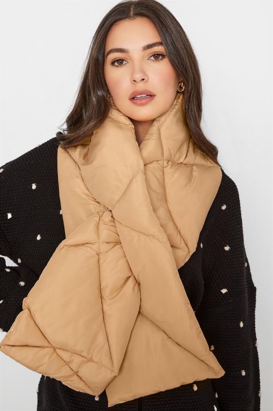 Beige Brown Quilted Padded Scarf 2