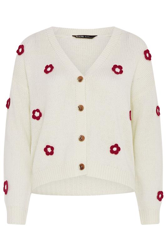 YOURS Plus Size Ivory White Applique Flower Cardigan | Yours Clothing 5