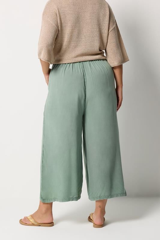 YOURS Plus Size Sage Green Chambray Culottes | Yours Clothing 2