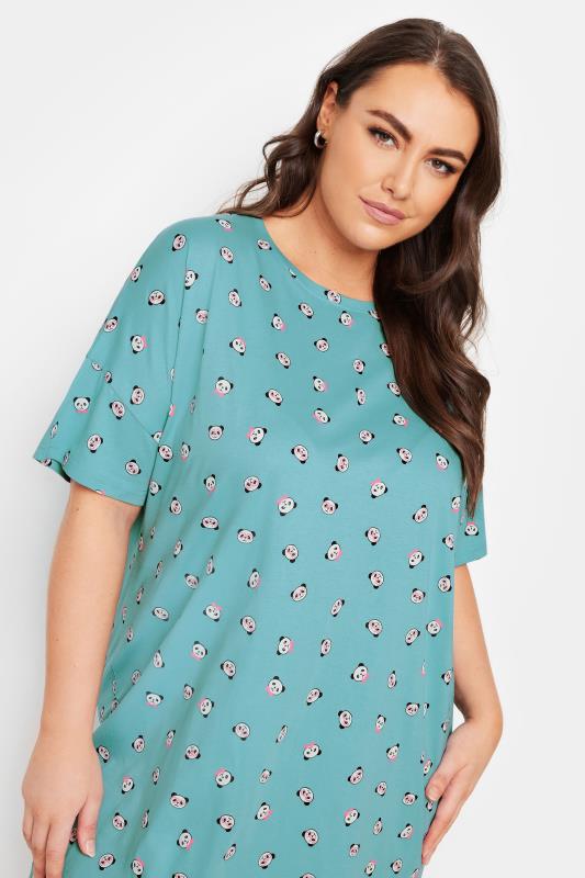 YOURS Plus Size Blue Panda Print Sleep Tee Nightdress | Yours Clothing  4