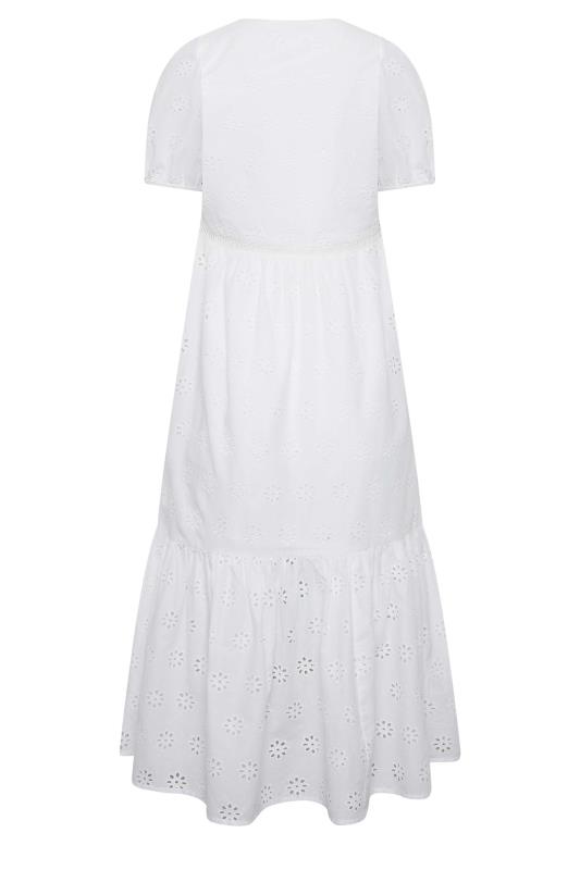 LTS Tall Women's White Broderie Tiered Dress | Long Tall Sally 7