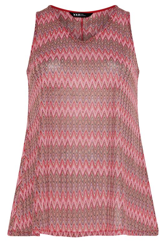 YOURS Plus Size Pink Zig Zag Vest Top | Yours Clothing 5