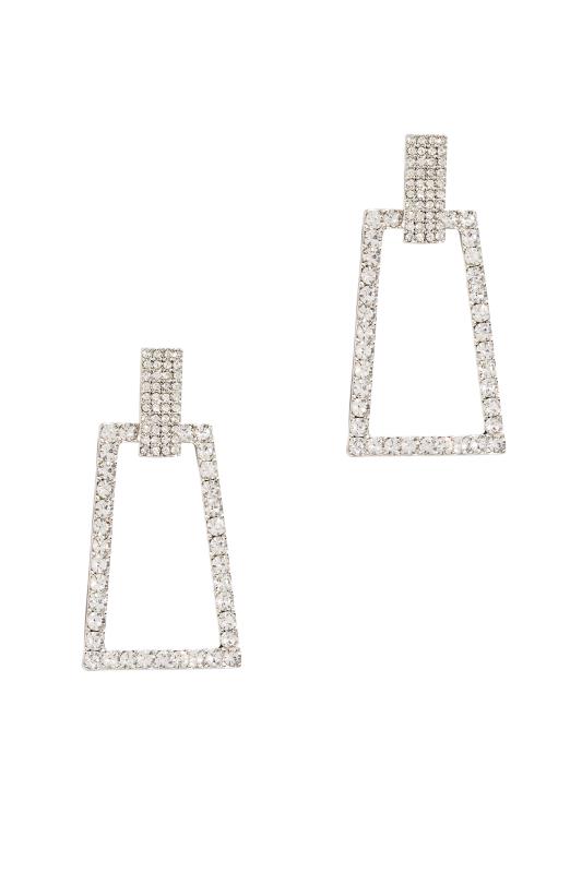 Silver Diamante Geometric Drop Earrings 4