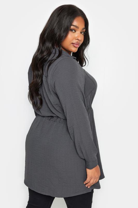 YOURS Plus Size Charcoal Grey Utility Tunic Shirt | Yours Clothing 4