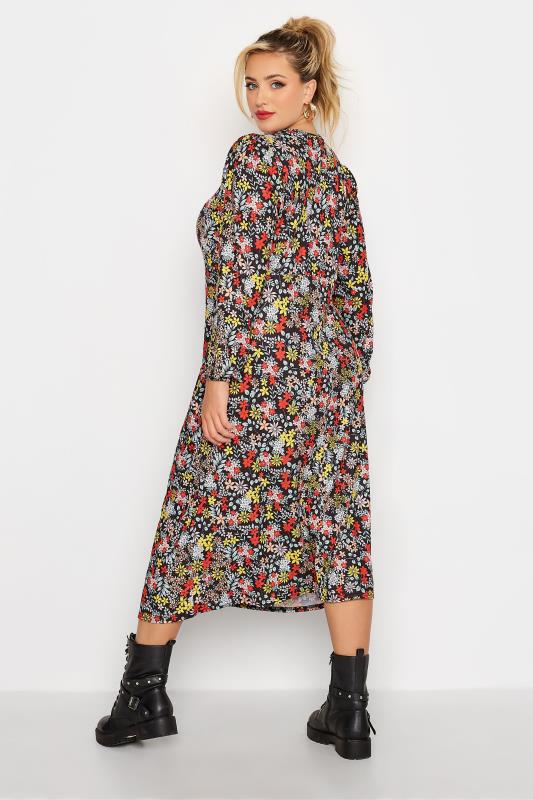 LIMITED COLLECTION Curve Black Floral Ruched Midi Dress 3