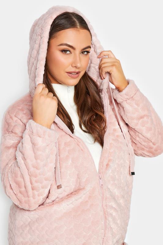 YOURS LUXURY Plus Size Pink Heart Faux Fur Jacket  | Yours Clothing 4