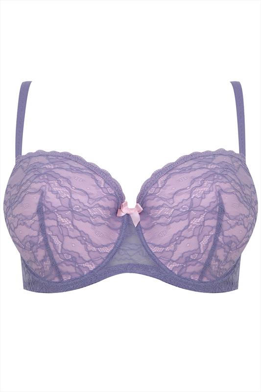 Lilac And Pink Moulded Lace Underwired Bra Yours Clothing 