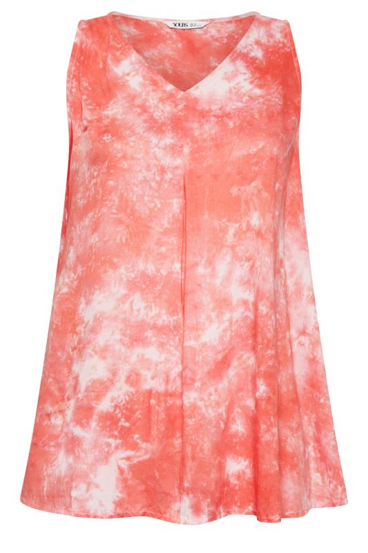 YOURS Curve Coral Orange Tie Dye Print Swing Top | Yours Clothing 6