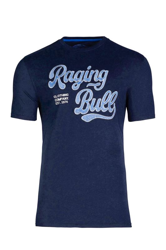 RAGING BULL Big & Tall Navy Blue Embroidered Stitch T-Shirt 2