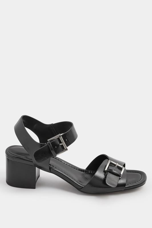 LTS Black Buckle Block Heel In Standard Fit | Long Tall Sally 4