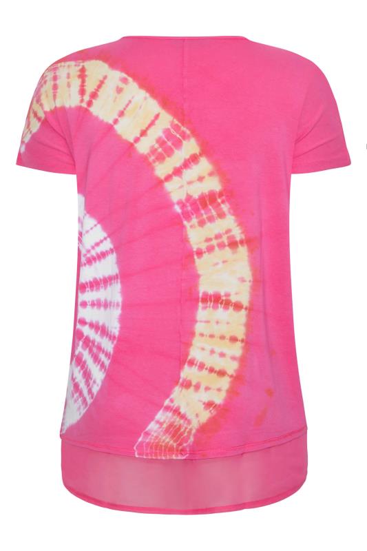 Plus Size Pink Tie Dye Grown On Sleeve Top | Yours Clothing 6