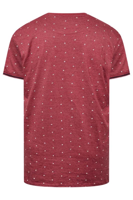 KAM Big & Tall Red Dobby Print T-Shirt 4