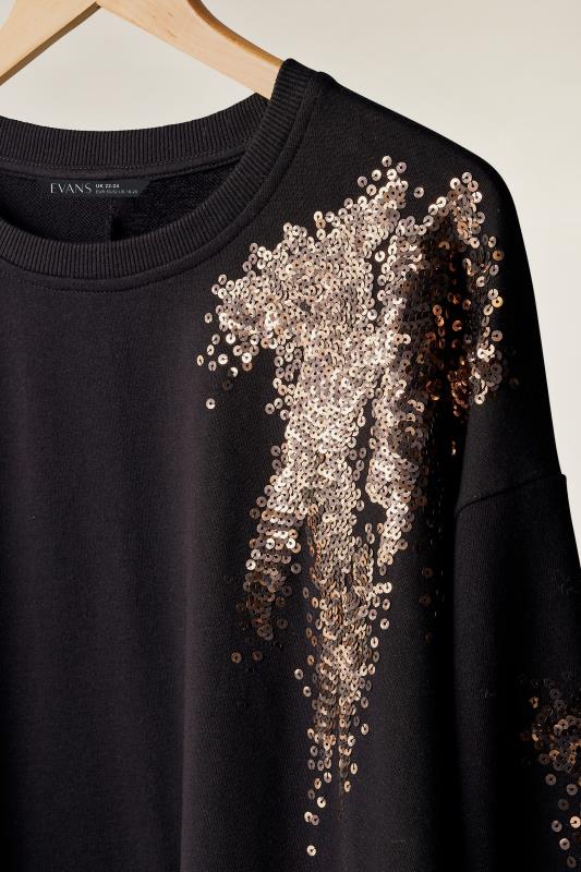 EVANS Plus Size Black & Bronze Sequin Sweatshirt | Evans 6