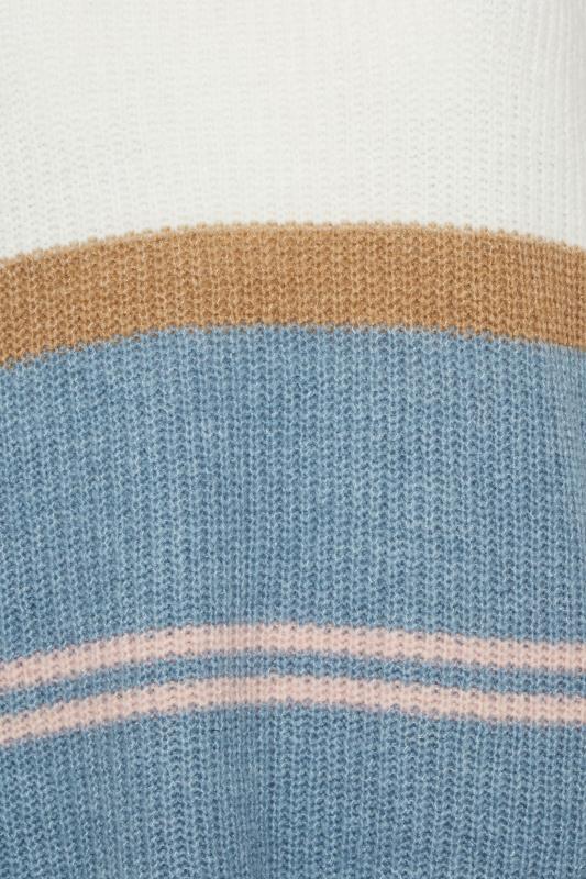 YOURS LUXURY Plus Size Blue & Pink Stripe Longline Jumper | Yours Clothing 6